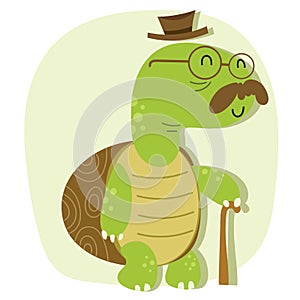 Cartoon old turtle