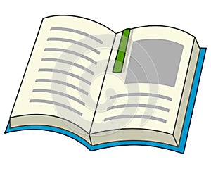 Cartoon Open Book with Bookmark Icon