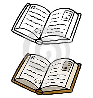 Cartoon open book vector icon for coloring