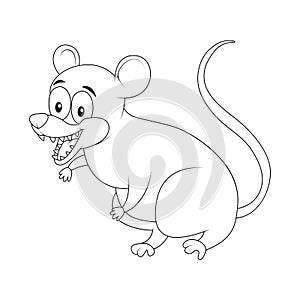 Cartoon opossum rodent outline isolated on white background