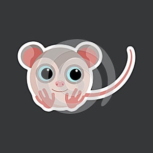 Cartoon opossum sticker vector illustration