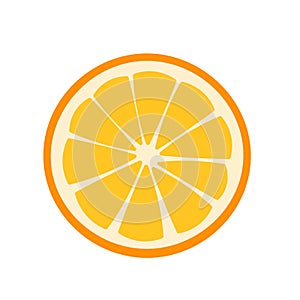 Cartoon orange fruit slice, flat design illustration