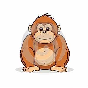 Cartoon Orangutan: Clean Minimalist Style With Intense Gaze