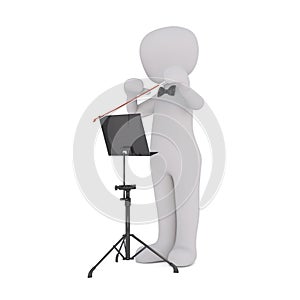 Cartoon Orchestra Conductor Holding Baton at Stand