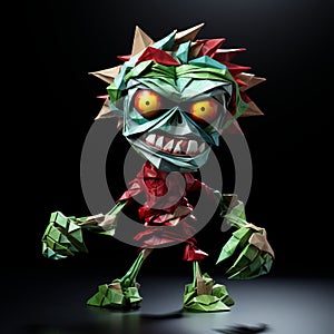 Cartoon Origami Zombie Art: Energetic And Chaotic Style In Uhd