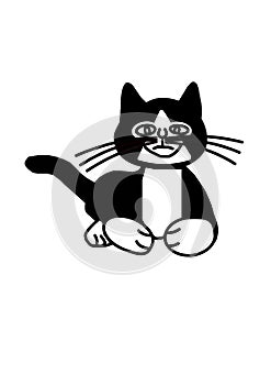 Cartoon of our black and white tomcat
