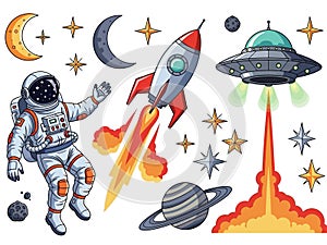 Cartoon Outer Space Elements Collection