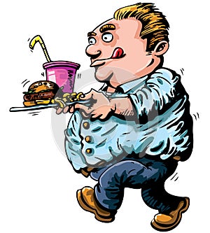 Cartoon of overweight man with fast