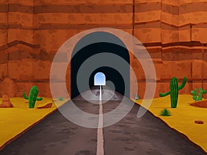 Cartoon painted tunnel gag background - 3D Illustration