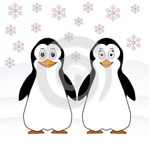 Cartoon of a pair of penguins who love each other