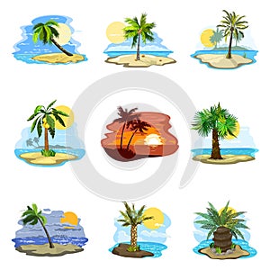 Cartoon palm trees set