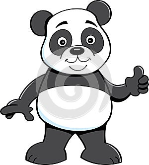 Cartoon panda bear giving thumbs up.