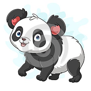 Cartoon panda bear on white background