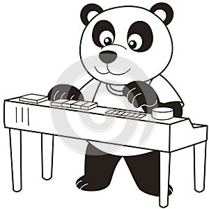 Cartoon Panda Playing an Electronic Organ