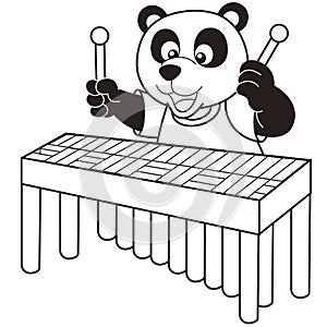 Cartoon panda playing a vibraphone