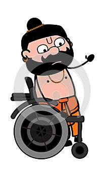 Cartoon Pandit on Wheel Chair