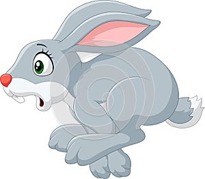 Cartoon panic bunny running isolated on white background