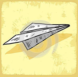 Cartoon paper plane illustration , vector icon.