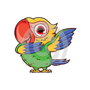 cartoon parrot dubbing with a funny bold expression