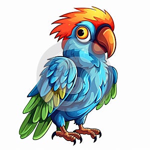 Cartoon parrot isolated on white background. Ai Generated