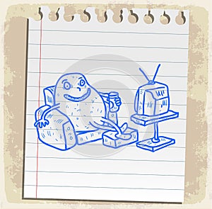 Cartoon patato on paper note, vector illustration photo