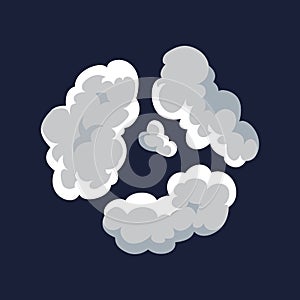 Cartoon pattern of smoke cloud. Bomb blast. Comic vector fog puff. Steam cloud, watery vapour or dust explosion element