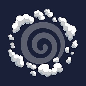 Cartoon pattern of smoke cloud. Bomb blast. Comic vector fog puff. Steam cloud, watery vapour or dust explosion element