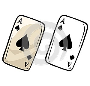 Cartoon peak ace card vector icon for coloring photo
