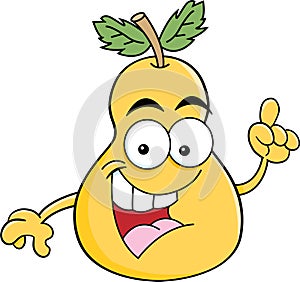 Cartoon pear with an idea