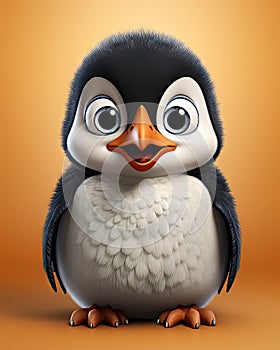 a cartoon penguin with big eyes and a smirk on its face. generative ai