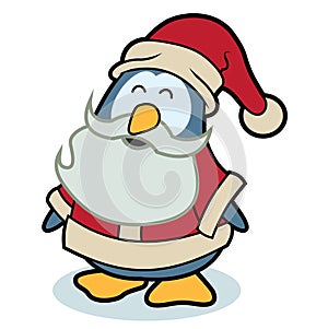 Cartoon Penguin dressed as Santa