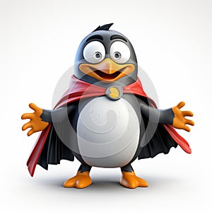Superhero Penguin Cartoon Character - Detailed 3d Render photo
