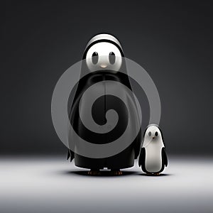 Minimalist 3d Penguin And Sarah: A Kawaii Vray Tracing Design photo
