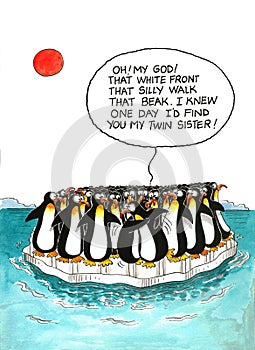 Cartoon about penguins' resemblance