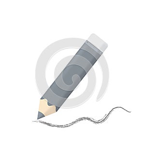 Cartoon pensil and the line from the pencil isolated