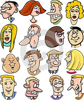 Cartoon people characters faces