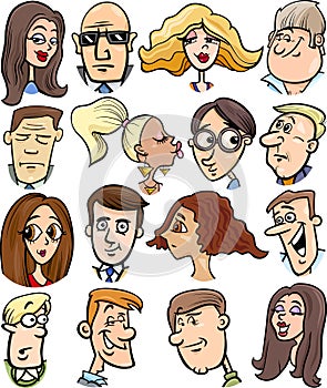 Cartoon people characters faces