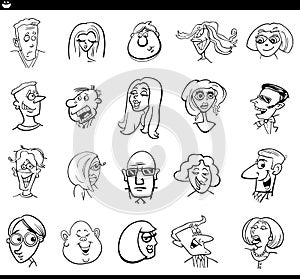 Cartoon people characters faces and emotions set