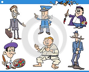 Cartoon people characters and their occupations set