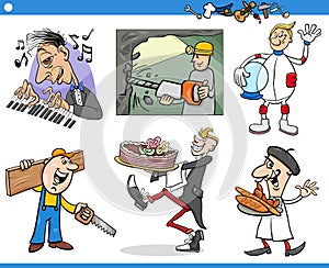 Cartoon people characters and their occupations set