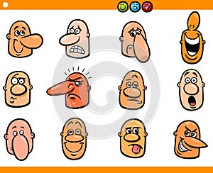 Cartoon people emoticons heads set