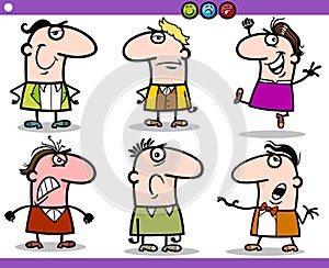 Cartoon people emotions characters set