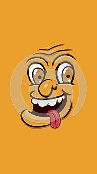 Cartoon People Face With Funny Expression For Background and Walpaper. Clip Art Vector.