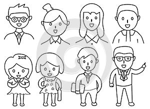 cartoon people outline on white