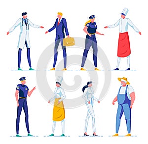 Cartoon People Working in Various Professions photo