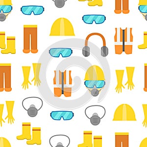 Cartoon Personal Protective Equipment Seamless Pattern Background. Vector