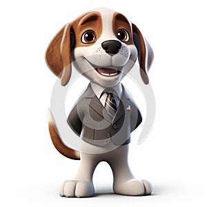 Cartoon Pet In Business Suit: Playful And Youthful Maya Rendered Character