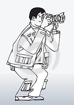 Cartoon Photographer Working