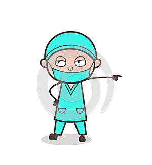 Cartoon Physician Doctor in Aggressive Mood Vector Illustration