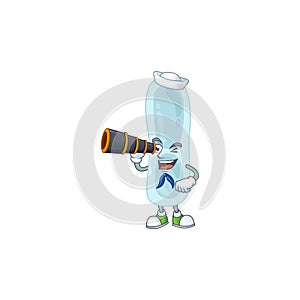Cartoon picture of klebsiella pneumoniae in Sailor character using a binocular photo